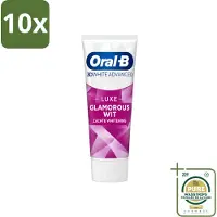 Oral-B 10 x - 3D White Advanced – Tandpasta – Luxe – Glamorous White – 75 ml - Wasstrips - Tandpasta - Witte Tanden - Geavanceerde Whitening - Fluoride - Anti-vlekken
