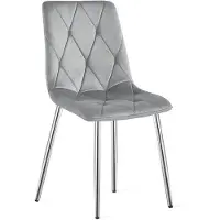 Leobert LIBRA Eetkamerstoelen – Set van 4 – Grijs Velvet – Metalen Poten – Comfortabele Gestoffeerde Zitting – Modern Design – Velvet Stoel voor Woonkamer, Keuken en Eetkamer – Max. 110 kg per Stoel