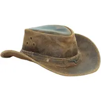 Infinity Leather Cowboy Aussie Echte Leren Hoed Australische Tan Bruin Westerse Outback Bush Hoed