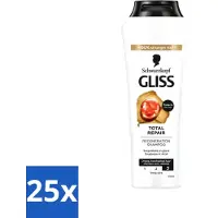 Schwarzkopf Gliss Shampoo – Total Repair – Voor intensieve herstel van het haar – 250 ml - Voordeelverpakking - 25 stuks