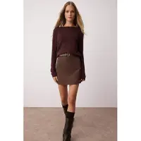Trendyol TRENDYOLMİLLA Dames Bruin Effen Kort / Mini A-lijn Rokken