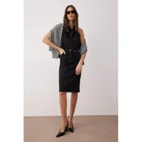 Trendyol TRENDYOLMİLLA Dames Zwart Effen Midi Kokerrok- rok Kokerrok- rok Rokken