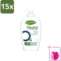 Neutral 15 x - Vloeibare Handzeep - Gevoelige Huid - 0% Parfum & Kleurstof - 100% Biologisch Afbreekbaar - 250 ml - Bulkverpakking - Vloeibare handzeep - Douchemop - Gevoelige huid
