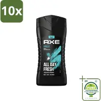 Axe 10 x - 3-in-1 Douchegel - Apollo - Sage & Cedarwood - 250 ml - Grootverpakking - Vaatwasstrips - Douchegel - Mannelijke Geur - 3-in-1 - Cederhout - Groen Fruit