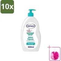 Nenuco 10 x - Jabon Líquido - Vloeibare Zeep - Originele Geur - Met Doseerpomp - 650 ml - Bulkverpakking - Vloeibare zeep - Douchemop - Zeep voor baby