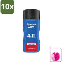 Reebok 10 x - Move Your Spirit - Douchegel - 4 in 1 - 400 ml - Bulkverpakking - Douchegel 4 in 1 - Douchemop - Verzorging lichaam
