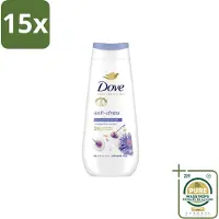 Dove 15 x – Douchecrème – Anti-Stress – 225 ml - Wasstrips - Douchecrème Anti-stress - Ontspannende Douche - Droge Huid Verzorging - Blauwe Kamille - Havermelk