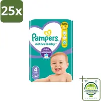 Pampers 25 x – Luiers – Active Baby Maat 4 – 46 Luiers - Grootverpakking - Vaatwasstrips - Baby Luier - Baby Droog - Baby Luchtdoorlatend - Baby Comfort - Baby Nacht