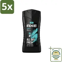 Axe 5 x - 3-in-1 Douchegel - Apollo - Sage & Cedarwood - 250 ml - Wasstrips - Douchegel - Mannelijke Geur - 3-in-1 - Lichaam En Gezicht - Gezicht En Haar