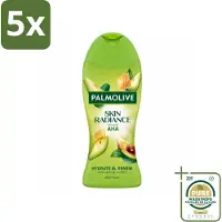 Palmolive 5 x – Douchegel – Skin Radiance Avocado Honey – 250 ml - Wasstrips - Douchegel - Exfoliatie - Huidverzorging - Stralende Huid - Avocado