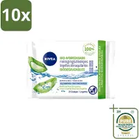 Nivea 10 x – Reinigingsdoekjes – Bio Aloe Vera – 25 Doekjes - Wasstrips - Reinigingsdoekjes - Gezichtsreiniging - Make-up Verwijderen - Oogmake-up Verwijderen - Aloë Vera