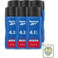 Reebok 6 x - Move Your Spirit - Douchegel - 4 in 1 - 400 ml - Wasstrips - Douchegel 4 In 1 - Douchegel Voor Gezicht - Douchegel Voor Haar - Douchegel Voor Lichaam - Scheerschuim