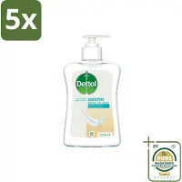 Dettol 5 x – Handzeep Gevoelige Huid – Mild & Verzorgend – 250 ml - Wasstrips - Gevoelige Huid - Handhygiëne - Antibacteriële Handzeep - Zeepvrije Handzeep - Glycerine