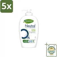 Neutral 5 x - Vloeibare Handzeep - Gevoelige Huid - 0% Parfum & Kleurstof - 100% Biologisch Afbreekbaar - 250 ml - Wasstrips - Gevoelige Huid - Handzeep - Vloeibare Handzeep - 0% Parfum - 0% Kleurstof