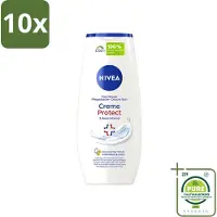 Nivea 10 x - Douchegel - Crème Protect & Dexpantenol - Unieke Crème Geur - 250 ml - Grootverpakking - Vaatwasstrips - Douchegel - Huidverzorging - Vitamine C - Vitamine E - Olijfolie