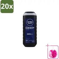 Nivea 20 x Men – Douchegel – Deep Clean – 250 ml - Bulkverpakking - Douchegel - Douchemop - Diepe reiniging