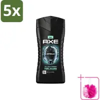 Axe 5 x - 3-in-1 Douchegel - Apollo - Sage & Cedarwoord - 12hrs Long Lasting Scent - 250 ml - Bulkverpakking - Douchegel lichaam gezicht haar - Douchemop - Geur salie cederhout