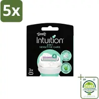 Wilkinson 5 x – Scheermesjes – Intuition Dry Skin Sensitive Care – 3 Scheermesjes - Grootverpakking - Vaatwasstrips - Gevoelige Huid - Scheermesjes - Aloe Vera - Vitamine E - Verzorging