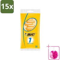 BIC 15 x - Scheermesjes - Sensitive - Enkel Mesje - Wegwerpmesjes - 5 Scheermesjes - Bulkverpakking - Gevoelige huid - Douchemop - Wegwerpscheermes