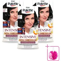 Schwarzkopf 3 x Poly Palette – Haarverf – 1-0 Natuurlijk Zwart – 115 ml - Bulkverpakking - Haarkleur - Douchemop - Grijsdekking