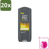 Dove 20 x - Douchegel - Men+ Care Active Fresh - Verfrissend en langdurige bescherming - 400 ml - Bulkverpakking - Douchegel - Douchemop - Frisse geur