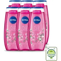 Nivea 6 x – Douchegel – Floral Love – 250 ml - Grootverpakking - Vaatwasstrips - Douchegel - Bloemige Geur - Verzorgende Douche - Huid Verzorgen - Milde Reiniging