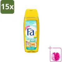 Fa 15 x - Douchegel - Mediterranean Jewels Amalfi - Orchidee & Citrus - Frisse & Tropische Geur - Verfrissend - 250 ml - Bulkverpakking - Douchegel orchidee citrus - Douchemop - Tropische geur