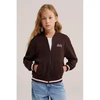 We fashion oversized sweatvest - bruin/roze Meisjes Katoen Ronde hals Backprint - maat 170/176