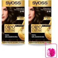 Syoss 2 x Oleo Intense 3-10 Permanente Haarkleuring - Intens Bruin - Voordeelverpakking - 2 stuks
