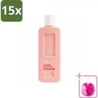 Seepje 15 x - Douchegel - Natuurlijke Geur - Witte Perzik en Cederhout - 300 ml - Bulkverpakking - Douchegel - Douchemop - Natuurlijke douchegel