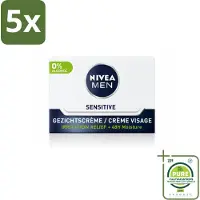Nivea 5 x MEN - Sensitive - Dagcrème Gezicht - 50 ml - Grootverpakking - Vaatwasstrips - Gevoelige Huid - Dagcrème - Gezichtsverzorging - Huidirritatie - Roodheid