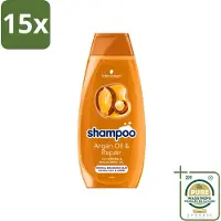 Schwarzkopf 15 x - Shampoo Argan Oil & Repair - Voedt & Versterkt - 400 ml - Wasstrips - Arganolie - Droog Haar - Beschadigd Haar - Haarverzorging - Haarversterking