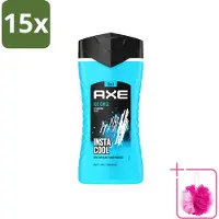 Axe 15 x - 3-in-1 Douchegel - Ice Chill - Icy Menthol - Insta Cool - 100% Plantaardig - 150 ml - Bulkverpakking - Douchegel - Douchemop - Menthol