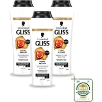 GLISS 3 x Schwarzkopf Total Repair Shampoo voor intensieve haarreparatie, 250 ml - Voorraadverpakking - 3 stuks