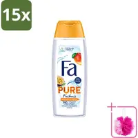 Fa 15 x - Douchegel - Pure Freshness Mango & Passievrucht - Verfrissend & Zoet - Hydraterend - 250 ml - Bulkverpakking - Douchegel mango en passievrucht - Douchemop - Verfrissende douchegel