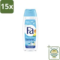 Fa 15 x - Douchegel - Mediterranean Jewels Santorini - Verfrissend & Hydraterend - Verzachtend - 250 ml - Wasstrips - Douchegel Santorini - Verfrissend - Hydraterend - Verzachtend - Mediterrane Geur