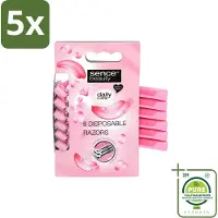 Sence 5 x – Wegwerpscheermes – Glad Scheren – Comfort Grip – 6 Wegwerpscheermes - Grootverpakking - Vaatwasstrips - Scheermesje - Scheermes - Bikini Lijn - Benen Scheren - Oksels Scheren