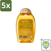 OGX 5 x - Apple Cider Vinegar - Shampoo - Clarify + Shine - 385 ml - Grootverpakking - Vaatwasstrips - Haartype - Glans - Zuiveren - Fris - Schone Hoofdhuid