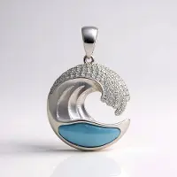 Cavill - Zilveren hanger 925 Sterling Zilver rhodium - Larimar 2,8 ct & 0,4 ct witte topaas - Elegante zomerse sieraden dames
