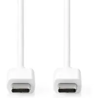 Nedis USB-Kabel - USB 2.0 - USB-C Male - USB-C Male - 60 W - 480 Mbps - Vernikkeld - 1.00 m - Rond - PVC - Wit - Label