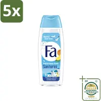 Fa 5 x - Douchegel - Mediterranean Jewels Santorini - Verfrissend & Hydraterend - Verzachtend - 250 ml - Wasstrips - Douchegel Santorini - Verfrissend - Hydraterend - Verzachtend - Mediterrane Geur