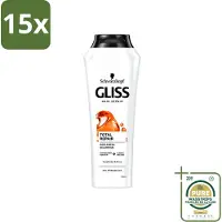 GLISS 15 x -Kur - Shampoo - Total Repair - Herstelt & Versterkt - Gehydroliseerd - 400 ml - Wasstrips - Herstel Haar - Versterk Haar - Beschadigd Haar - Gespleten Haarpunten - Gezonde Glans