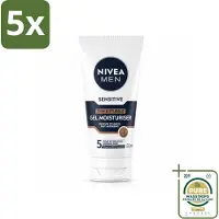 Nivea 5 x MEN - Sensitive - Gezichtsgel Huid & Stoppelbaard - 50 ml - Wasstrips - Gevoelige Huid Verzorging - Gezichtsgel Mannen - Stoppelbaard Verzorging - Alcoholvrije Gezichtsgel - Huidverlichting