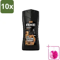 Axe 10 x - 3-in-1 Douchegel - Leather & Cookies - 100% Plantaardig - 250 ml - Bulkverpakking - Douchegel - Douchemop - Geur