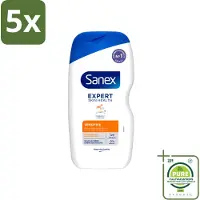 Sanex 5 x - Douchegel - Expert Skin Health Sensitive - Voor Gevoelige Huid - 400 ml - Grootverpakking - Vaatwasstrips - Gevoelige Huid - Douchegel - Huidverzorging - Hydraatatie - Kalmering