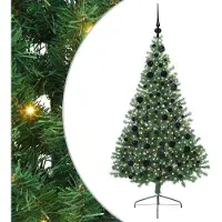 vidaXL - Kunststof - Voorverlichte - Kerstboom - met - 300 - LED - Groen - 180 - cm - PVC