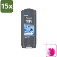 Dove 15 x - Douchegel - Men+ Care Cool Fresh - Verfrissend en energiegevend - 400 ml - Bulkverpakking - Douchegel voor mannen - Douchemop - Verfrissende geur