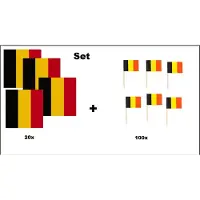 Wefiesta 20x Servetten Belgie 33cm x 33cm 3 laags + 100x Cocktailprikkers Belgie - Belgie set -Belgium thema feest WK voetbal