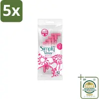 Gillette venus 5 x Gillette Simply Venus – Wegwerpscheermesjes – Basic – 5 mesjes - Wasstrips - Scheermesje Vrouw - Scheermesje Voor Vrouwen - Wegwerpscheermesje - Scheermesje Basic -