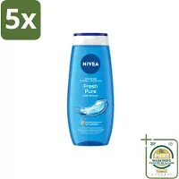 Nivea 5 x – Douchegel – Fresh Pure – 250 ml - Wasstrips - Douchegel - Huidverzorging - Frisheid - Vitamine C - Vitamine E